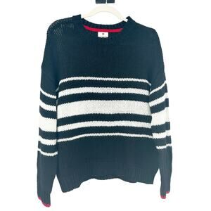 Sundry Womens Merino Wool Blend Striped Pullover‎ Crewneck Sweater Size M Navy